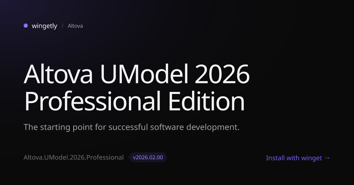 Install Altova UModel 2026 Professional Edition 2026.02.00 with winget ...