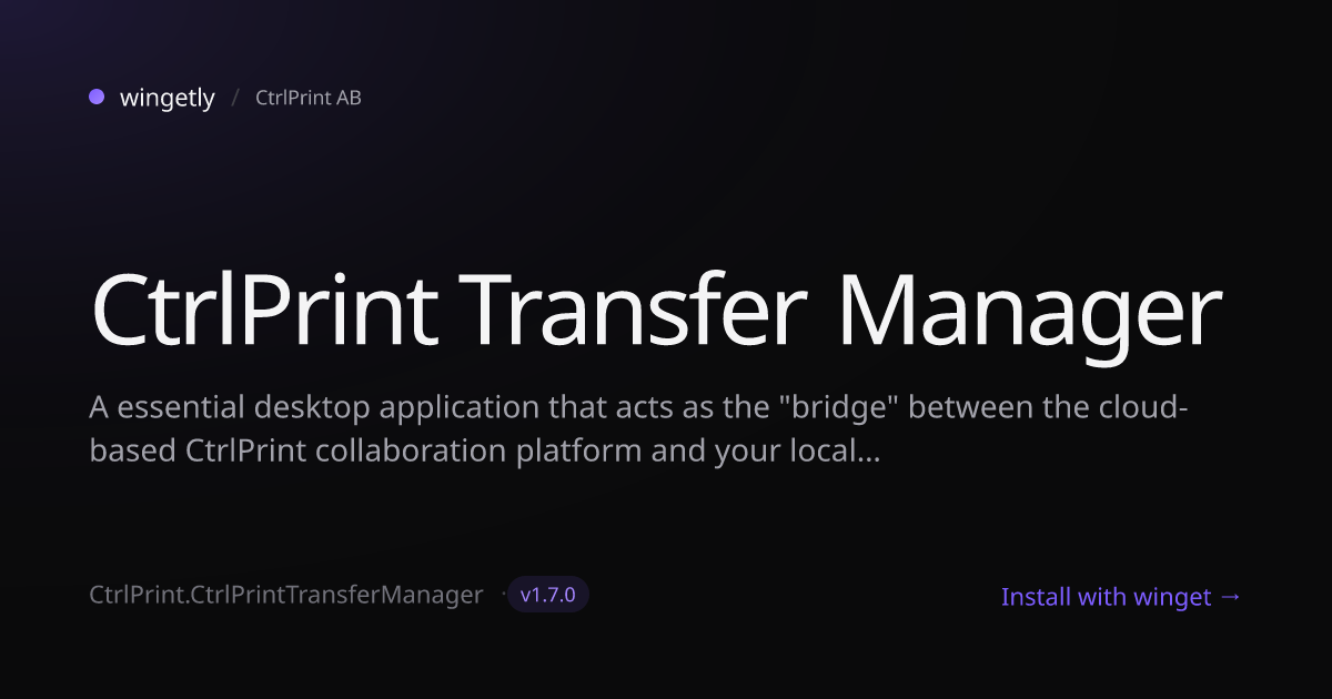 Install CtrlPrint Transfer Manager 1.6.10 with winget | CtrlPrint AB ...