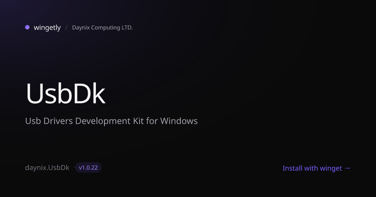 Install UsbDk 1.0.22 with winget | Daynix Computing LTD. | Wingetly