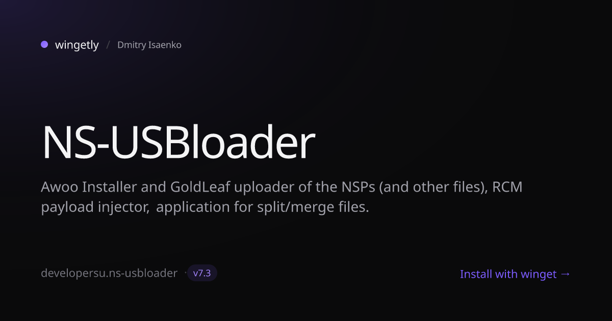 Install NS-USBloader 7.3 with winget | Dmitry Isaenko | Wingetly