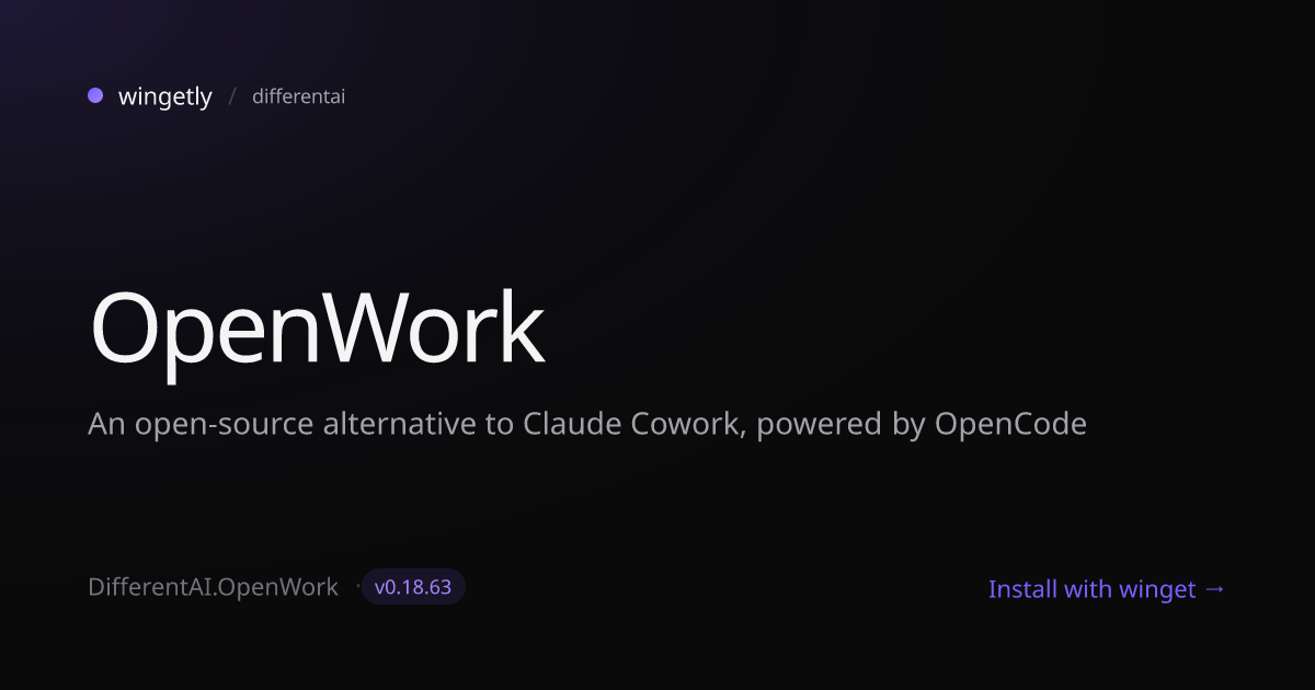Install OpenWork 0.17.5 with winget | differentai | Wingetly