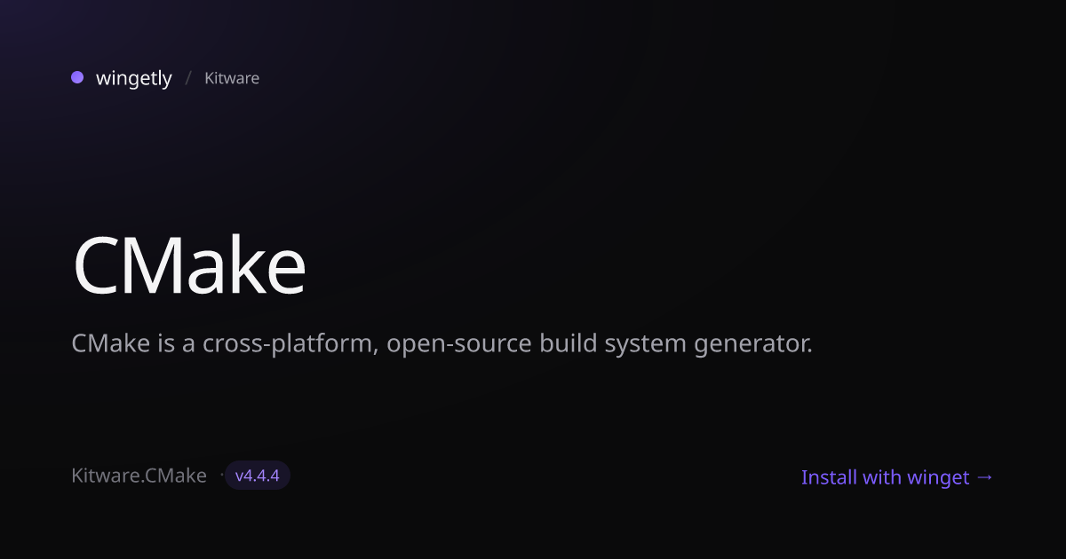 Install CMake 4.4.1 with winget | Kitware | Wingetly