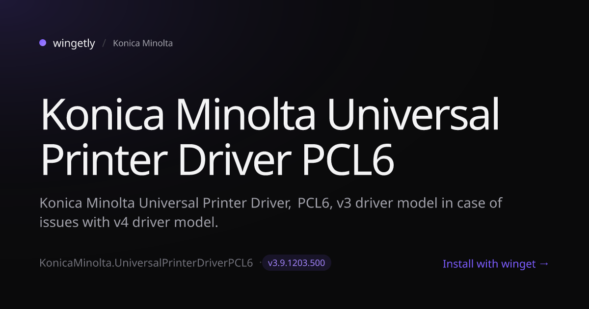 Install Konica Minolta Universal Printer Driver PCL6 3.9.1203.500 with ...