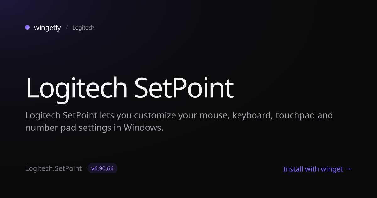 Install Logitech SetPoint 6.90.66 with winget | Logitech | Wingetly