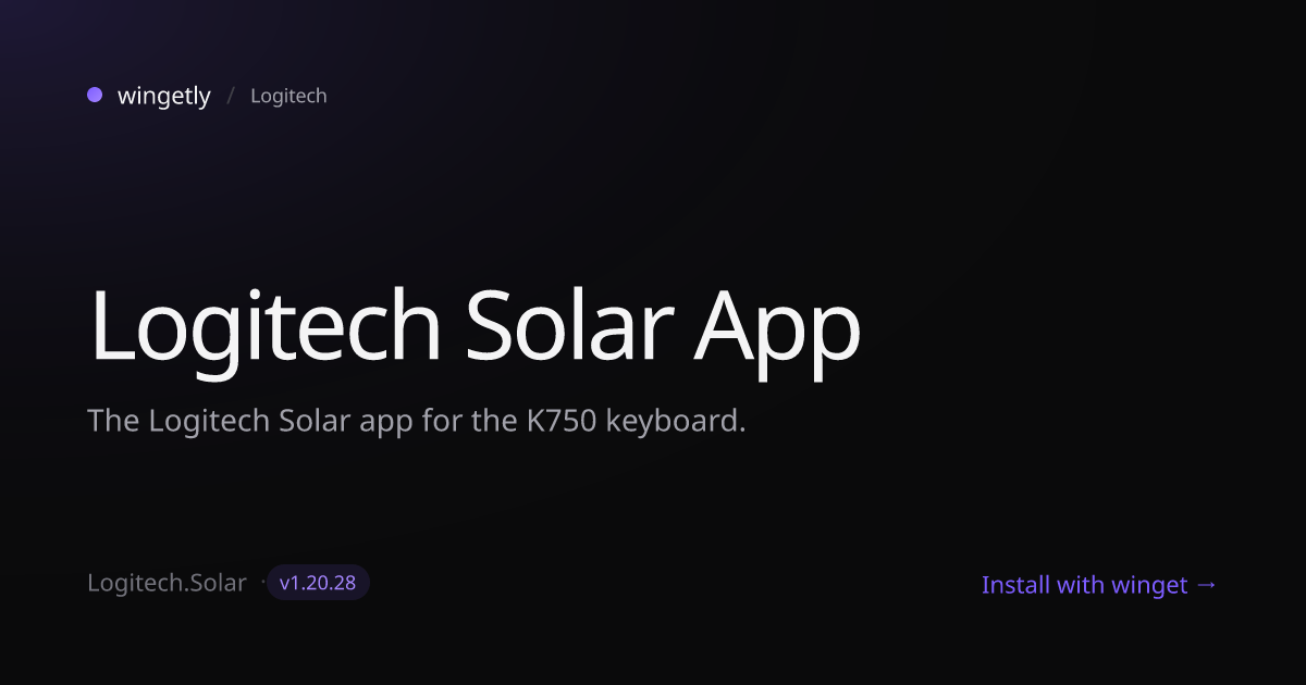 Install Logitech Solar App 1.20.28 with winget | Logitech | Wingetly
