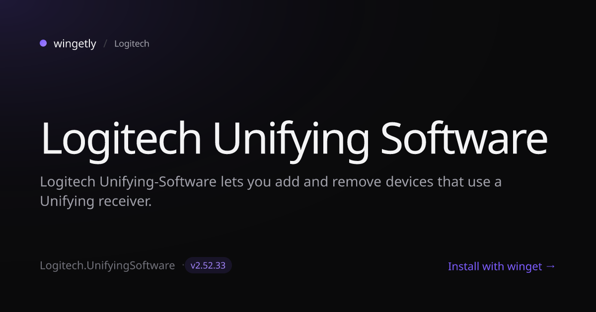 Install Logitech Unifying Software 2.52.33 with winget | Logitech ...