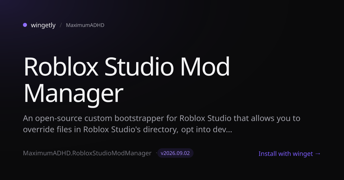 Install Roblox Studio Mod Manager 2026.03.18 with winget | MaximumADHD ...