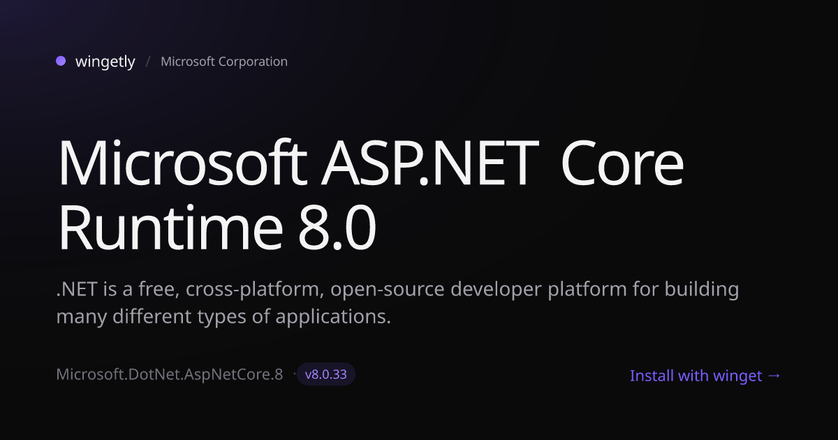 Install Microsoft ASP.NET Core Runtime 8.0 8.0.29 with winget ...