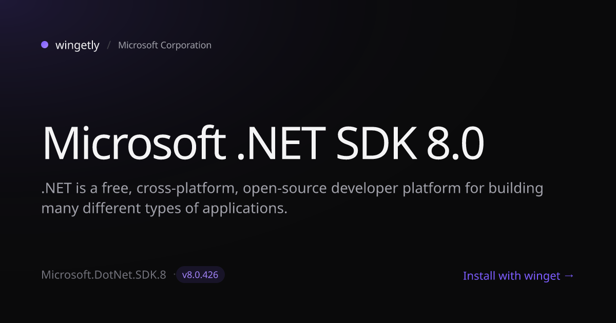 Install Microsoft .NET SDK 8.0 8.0.423 with winget | Microsoft ...