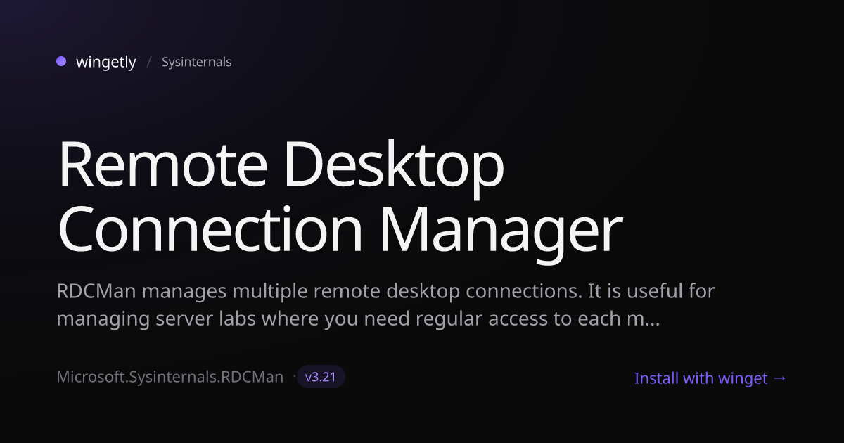 Install Remote Desktop Connection Manager 3.12 with winget ...