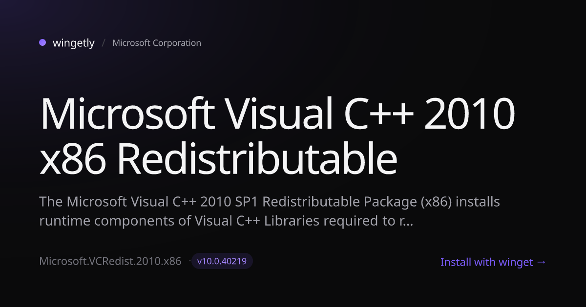 Install Microsoft Visual C++ 2010 x86 Redistributable 10.0.40219 with ...