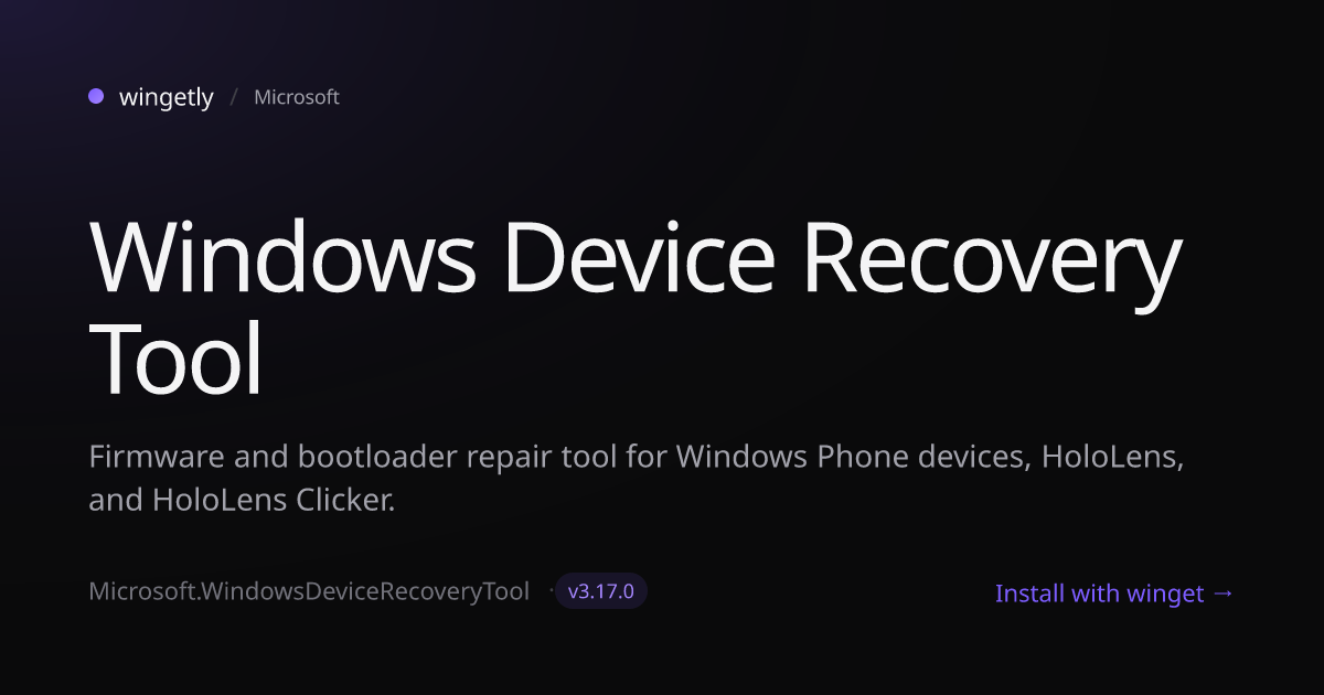 Install Windows Device Recovery Tool 3.17.0 with winget | Microsoft ...
