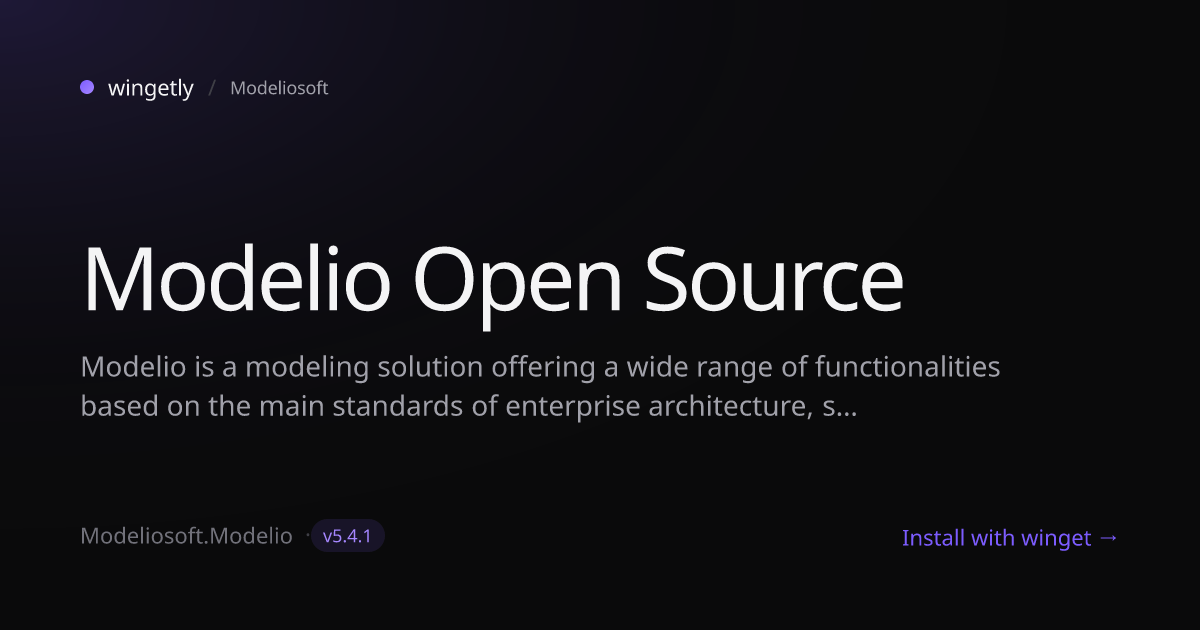 Install Modelio Open Source 5.4.1 with winget | Modeliosoft | Wingetly