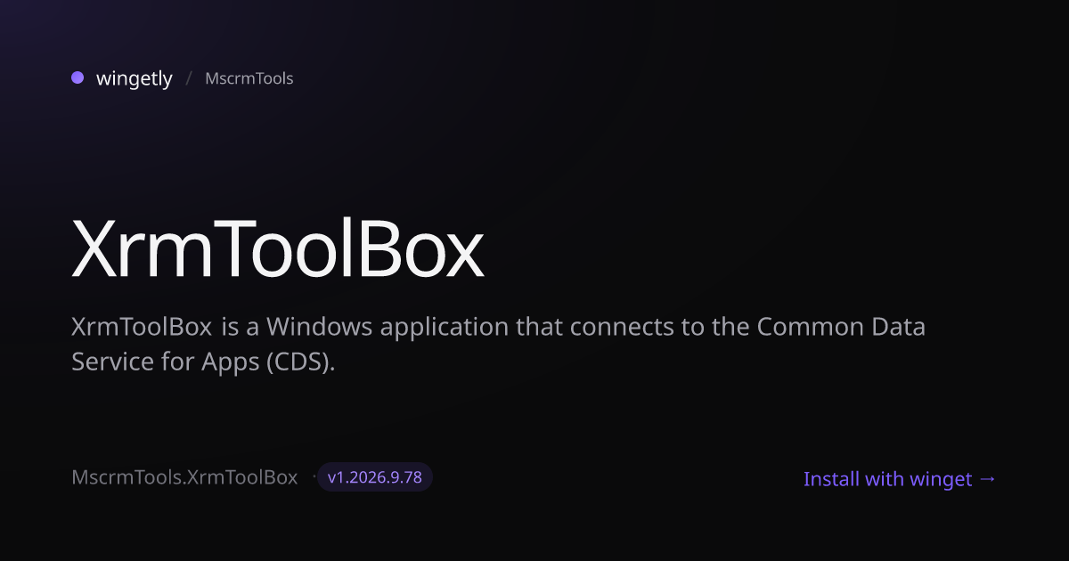 Install XrmToolBox 1.2025.10.74 with winget | MscrmTools | Wingetly
