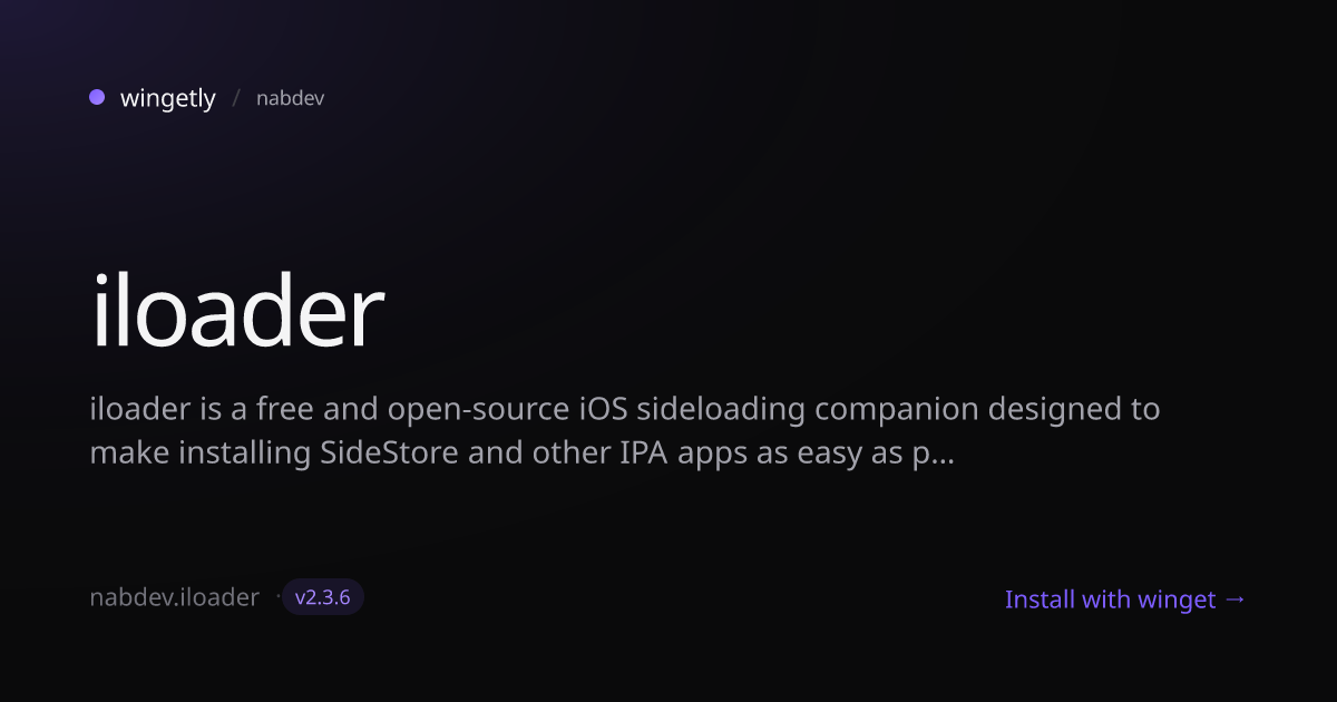 Install iloader 2.3.1 with winget | nabdev | Wingetly