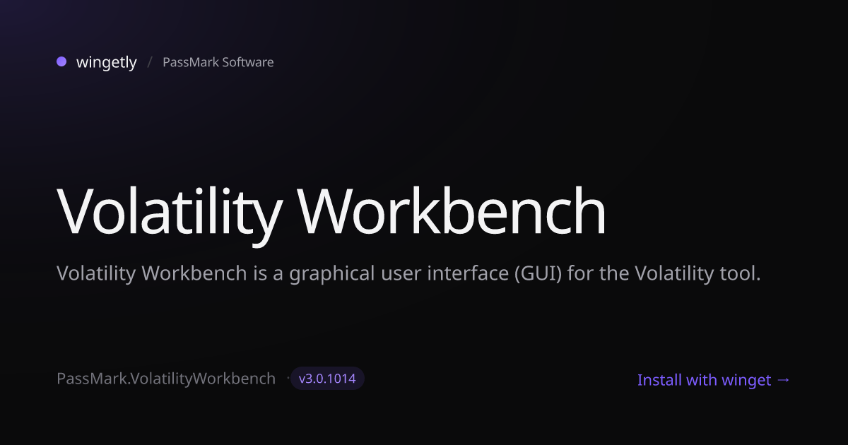 Install Volatility Workbench 3.0.1014 with winget | PassMark Software ...