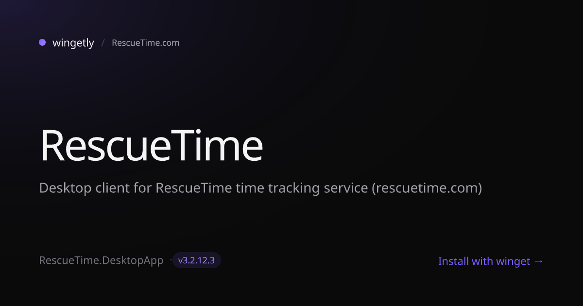 Install RescueTime 3.2.12.3 with winget | RescueTime.com | Wingetly