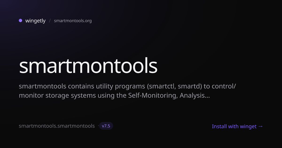 Install smartmontools 7.5 with winget | smartmontools.org | Wingetly
