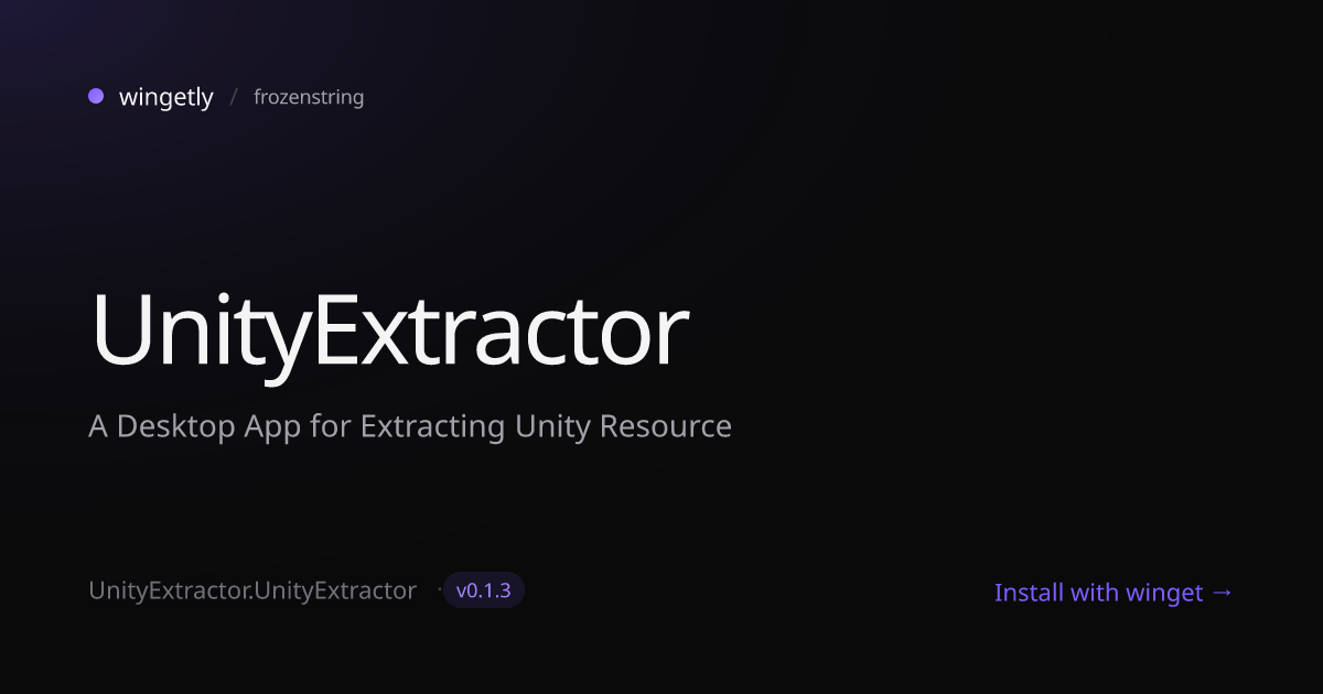 Install UnityExtractor 0.1.3 with winget | frozenstring | Wingetly