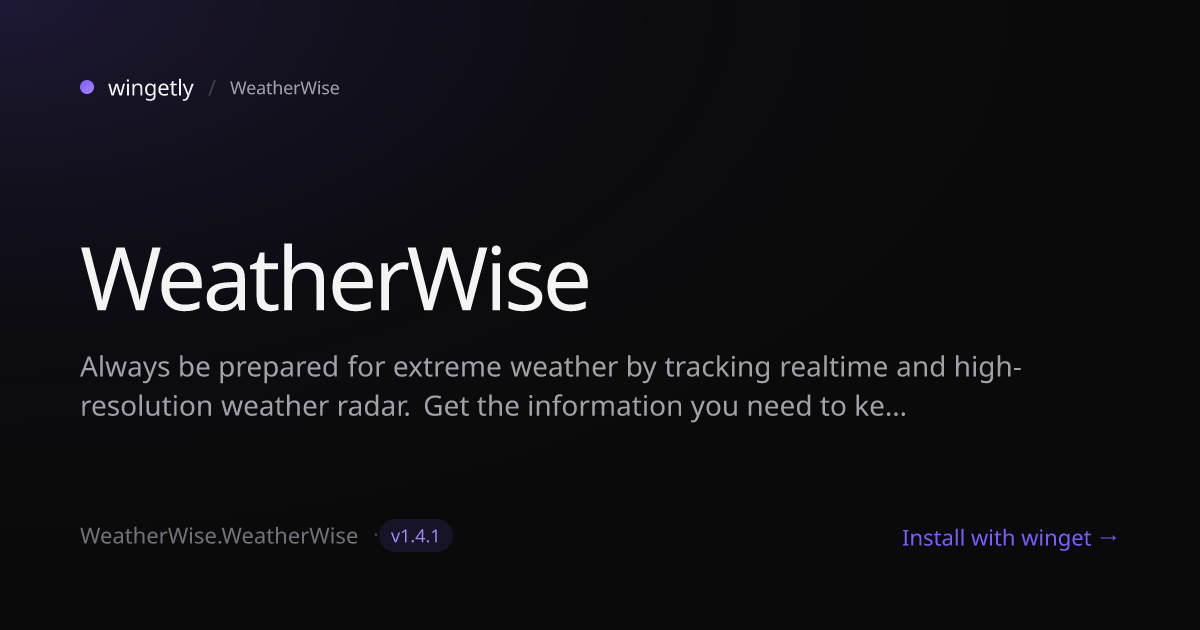 Install WeatherWise 1.4.1 with winget | WeatherWise | Wingetly