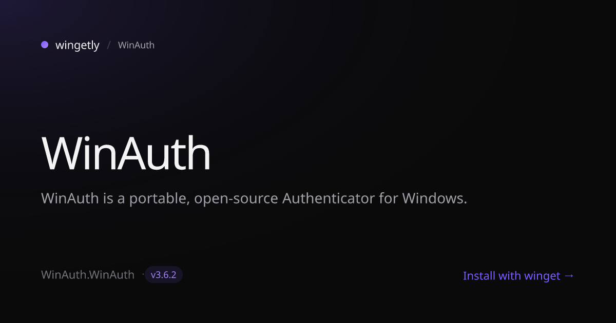 Install WinAuth 3.6.2 with winget | WinAuth | Wingetly