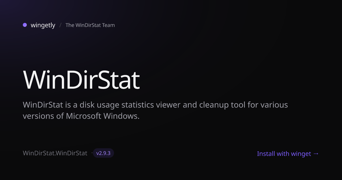 Install WinDirStat 2.7.0 with winget | The WinDirStat Team | Wingetly
